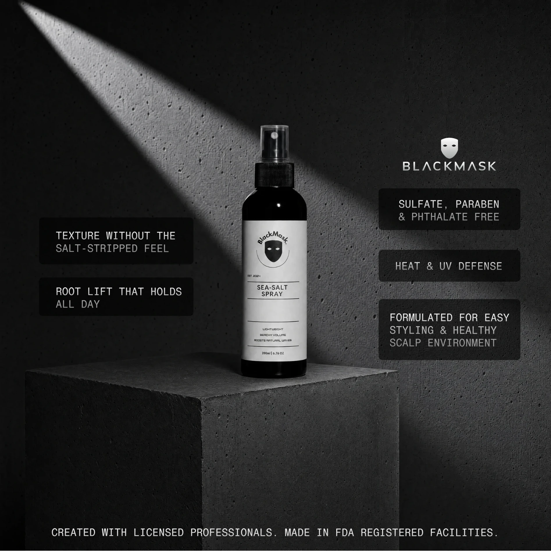 BlackMask Sea Salt Spray — texture without the salt-stripped feel, root lift that holds all day